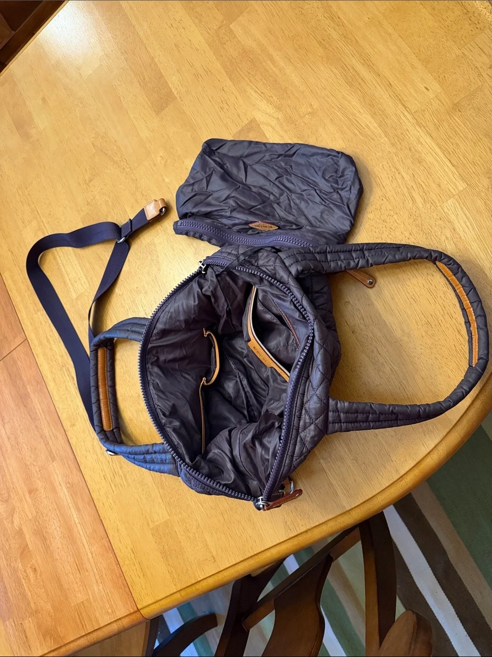 MZ WALLACE Quilted Shoulder Bag in Plum Classic Sutton